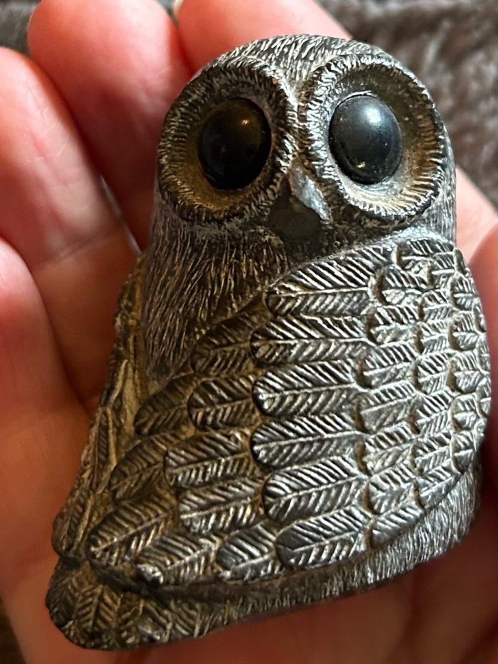 Vintage Soapstone Owl Sculpture by Edmund Wolf Design